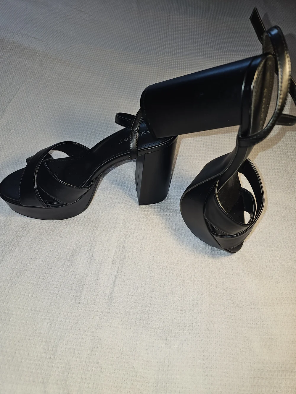 Rampage Black Leather-Look Platform Block Heels